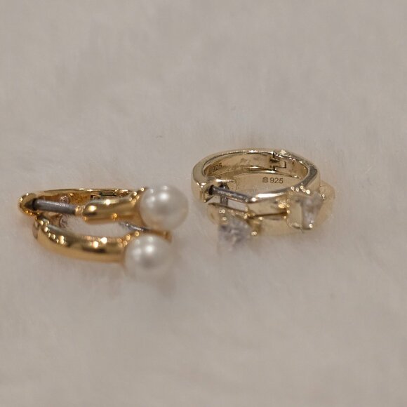 10K 925 Yellow gold earings - Picture 1 of 16